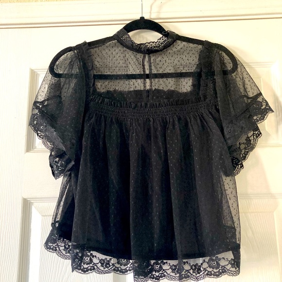 NY&C Gothic/Lolita choker mesh dot top - XS - Picture 1 of 2